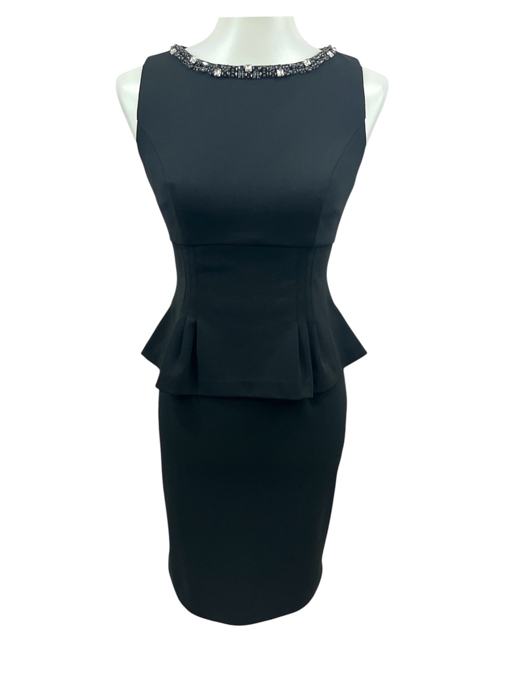 Vince Camuto Jeweled Neckline Peplum Business Formal Evening Dress